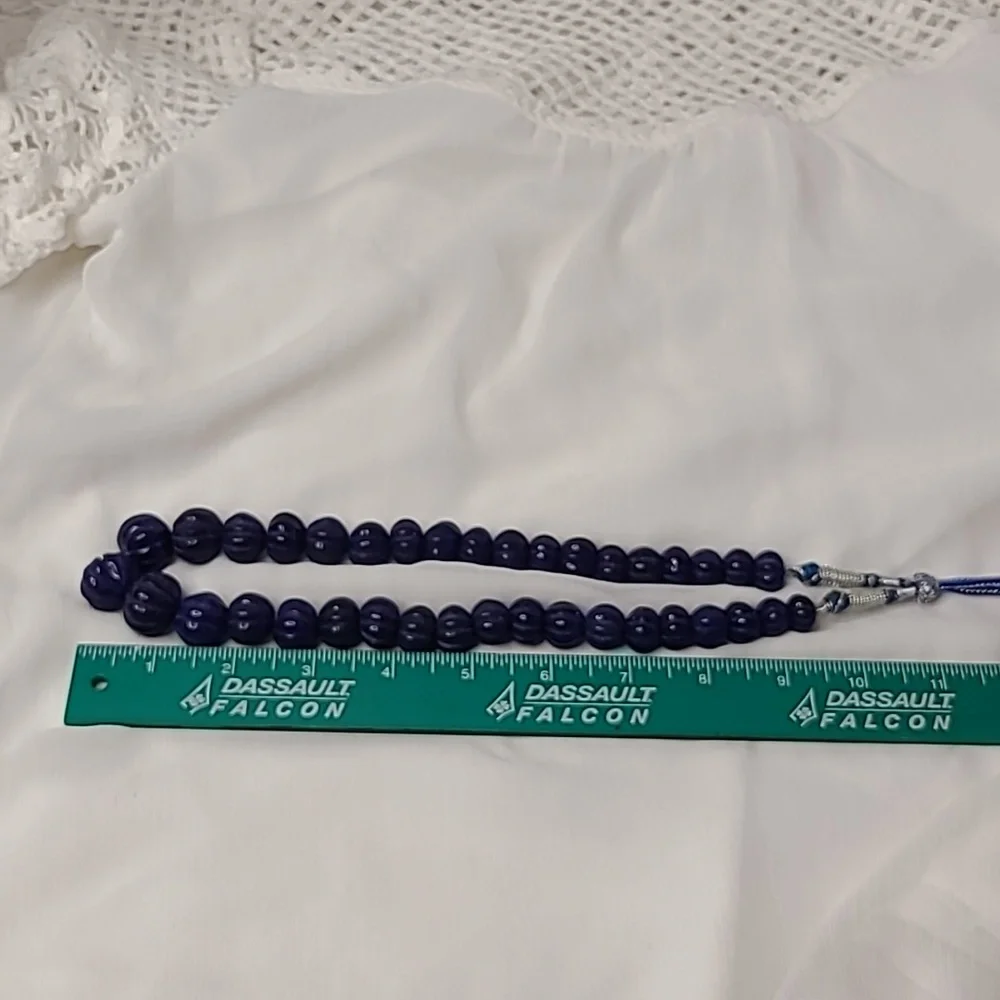 Sapphire Carved Bead Necklace
